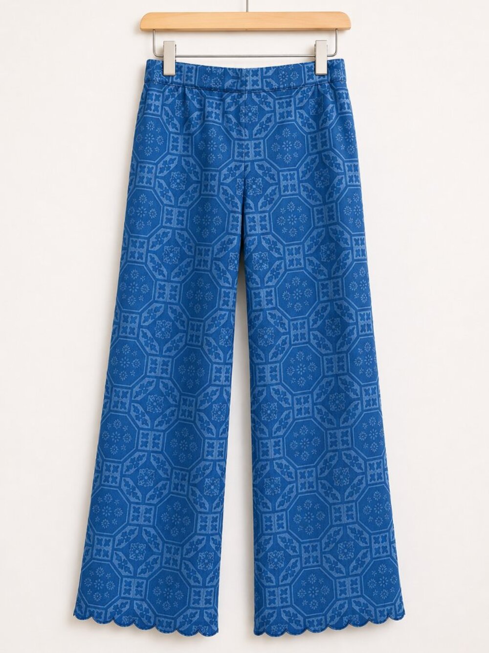 COUPER Brooks Avenue Tetlow Laser Etched Denim Scalloped Trouser Wide Leg 27 - Picture 5 of 8